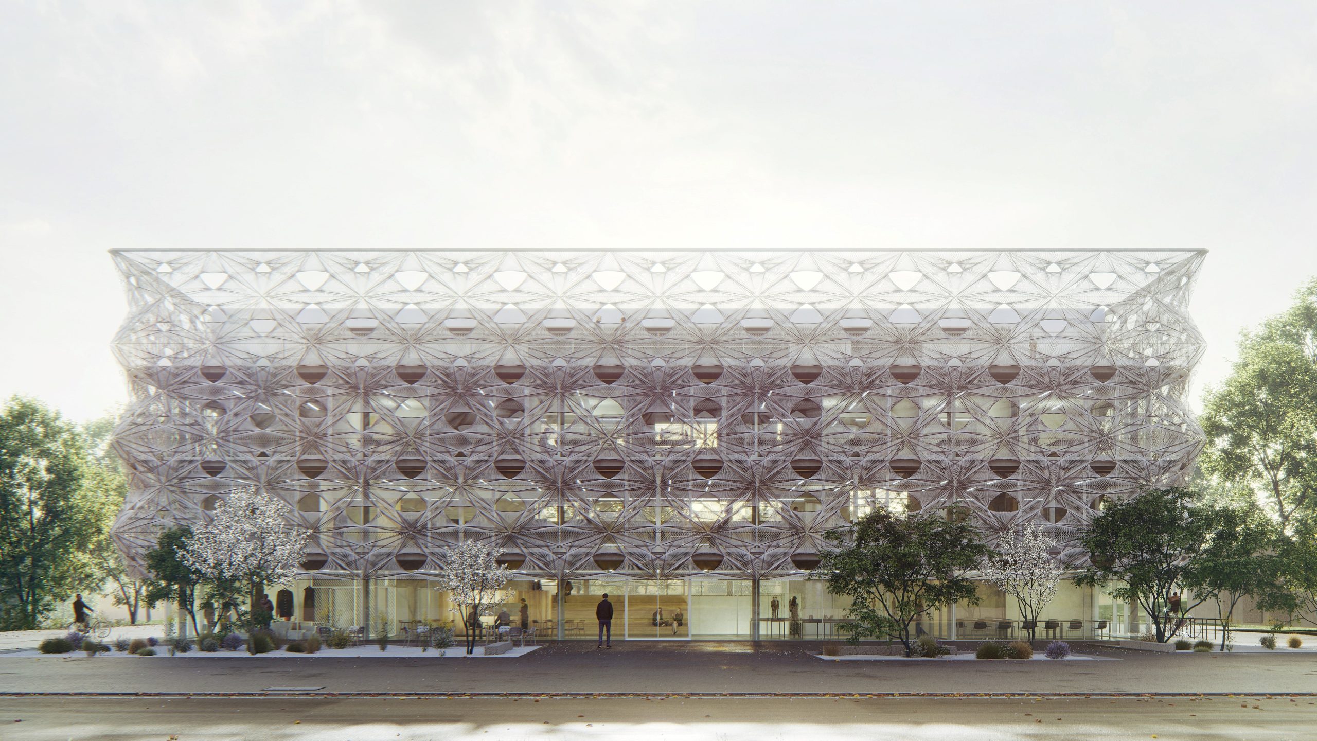 Най-мащабната фасада от текстил, изградена от роботизирани ръце
